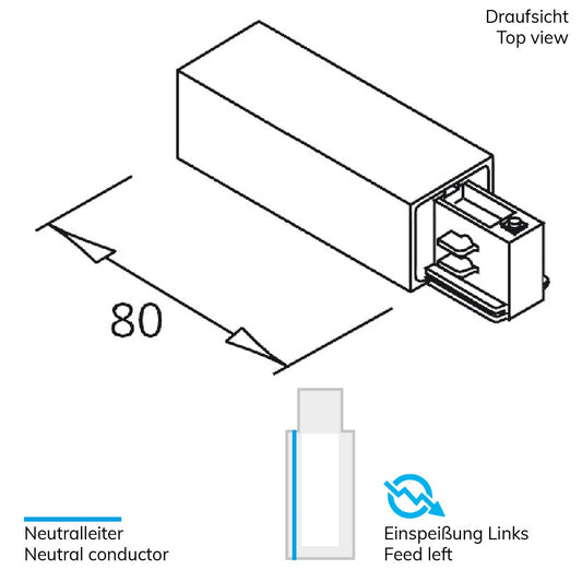 3-PH Classic | Railaccessoire | Zijvoeding | N-geleider links, aarde rechts