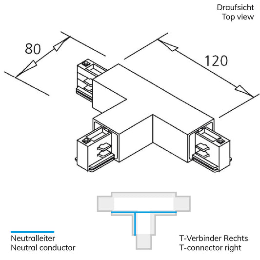 3-PH Classic | Railaccessoire | T-verbinder | N-geleider rechts, aarde links