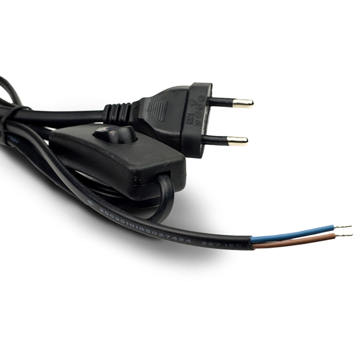 Kabel | aansluitkabel 1,5m | met platte stekker en schakelaar | 230V | zwart