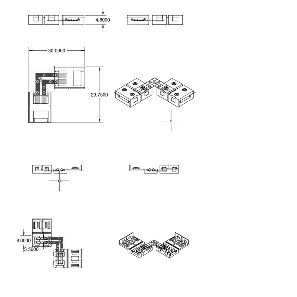 C1-28 | Connector | clip hoekverbinder | 2-polig | 8mm | IP20