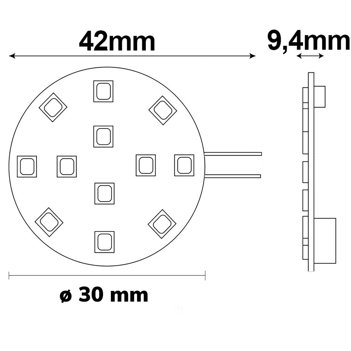 G4 | LED-lamp | 12SMD | pin zijkant | 3000K | 2W
