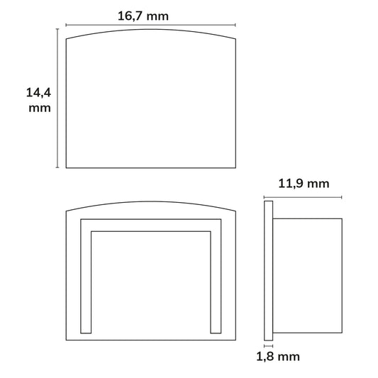 SURF12 BORDERLESS | Profielaccessoire | Eindkap EC10 | met COVER3 | zonder kabeluitgang | PVC