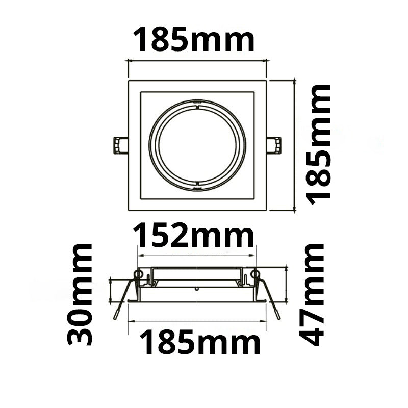 AR111 | Inbouwframe | vierkant | 1-voudig | kantelbaar