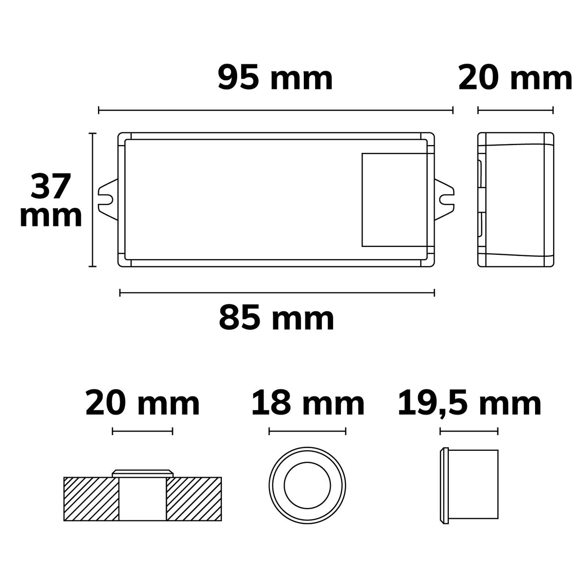 Sensor | veegschakelaar | sensorkop zilver | 6cm | 230V | 500VA