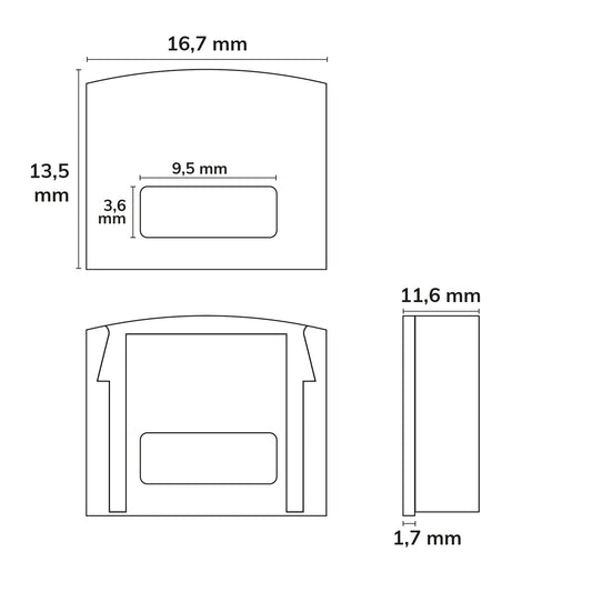 EC5 | Profielaccessoire | eindkap grijs voor SURF12 | met kabeldoorvoer | 1 stuk