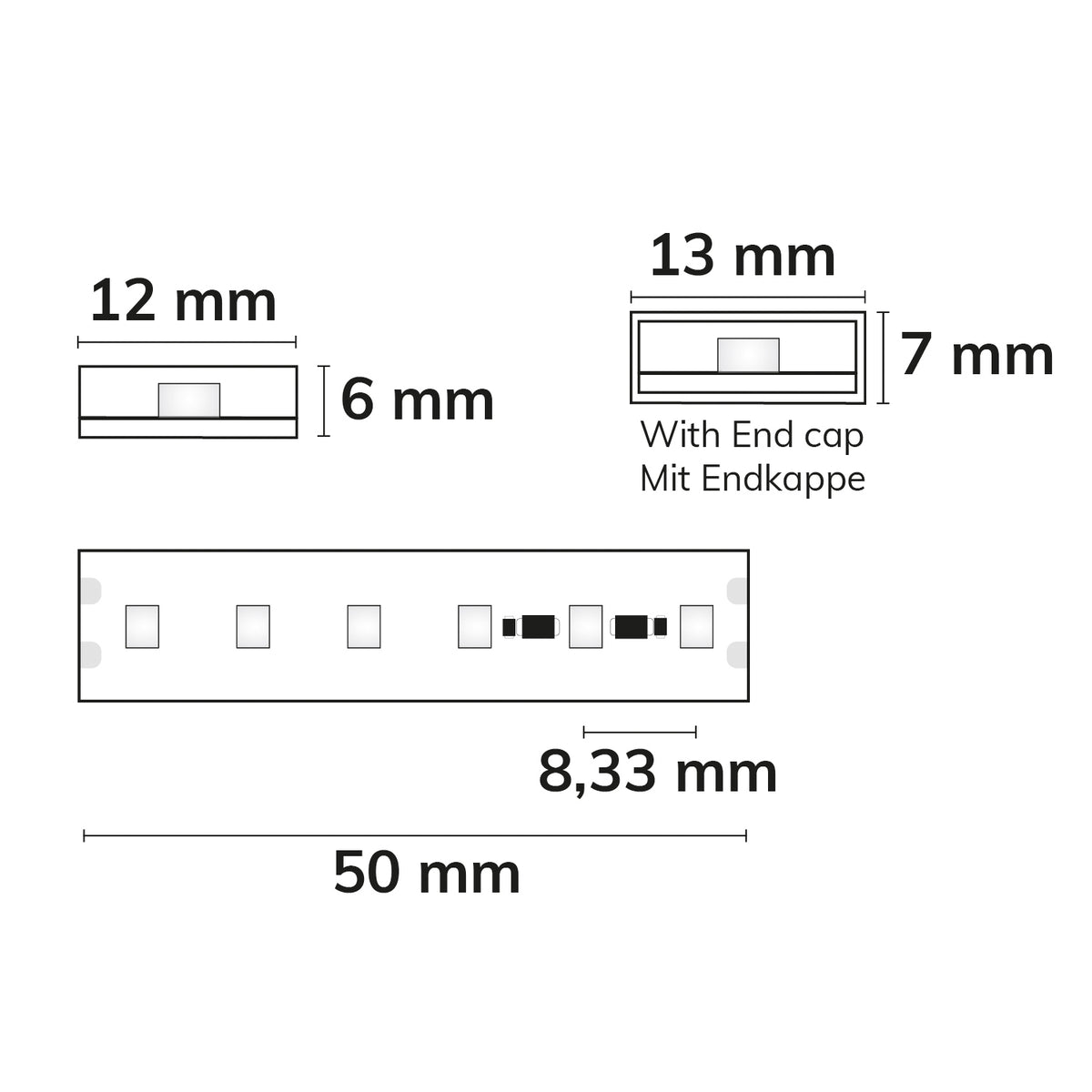 AQUA830 CC | LED-strip | 15m | 3000K | 12W/m | 24V | IP68