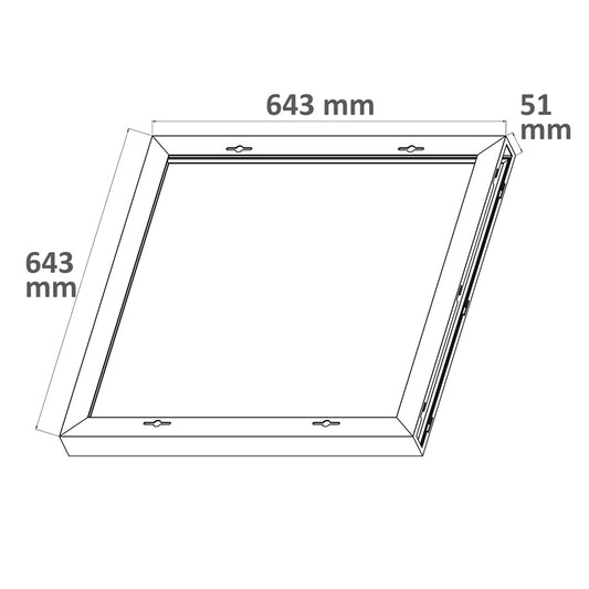 Installatiemateriaal | Opbouwframe voor LED paneel 625x625 | hoogte 5cm | voorgemonteerd | wit