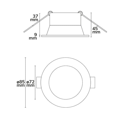 Inbouwframe | rond met glazen lens | gatmaat 72mm | voor GU10/MR16 | IP54