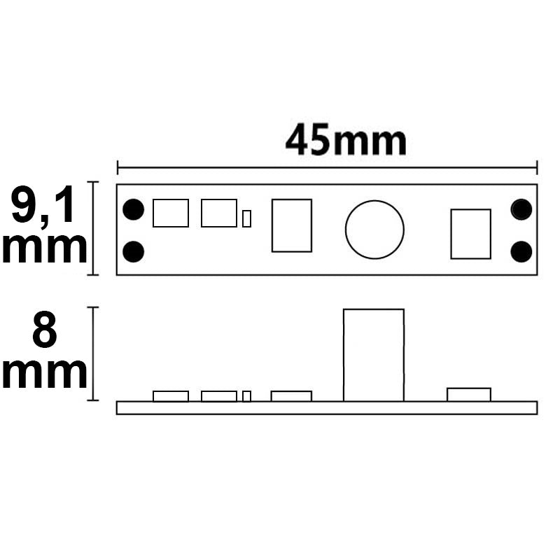 Mini | Dimmer | PWM met veegsensor | 1 kanaal | 12-24V | 3A