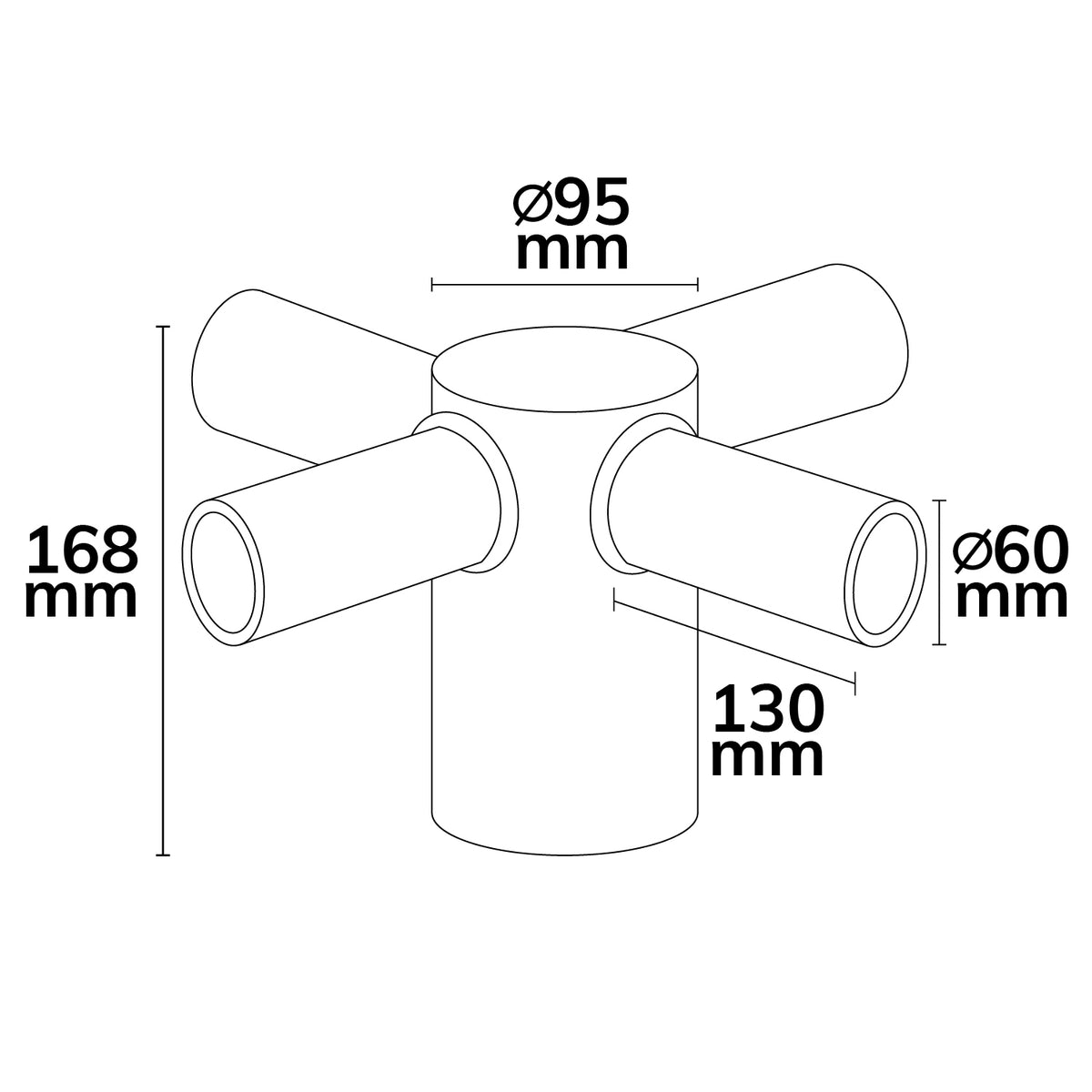 HE75-115 | Installatiemateriaal | Mastadapter 4-voudig | 65-80mm binnendiameter