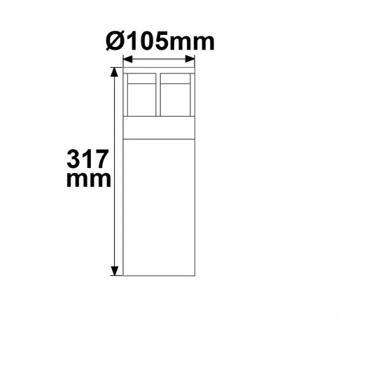 Poller-5 | Paalarmatuur | zandzwart | 6W | warm wit | IP54