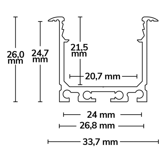 DIVE20 | Aluminium profiel | inbouw | wit RAL9010 | 200cm