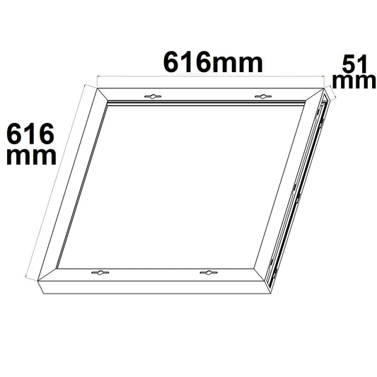 Installatiemateriaal | Opbouwframe voor LED paneel 600x600 | hoogte 5cm | voorgemonteerd | wit