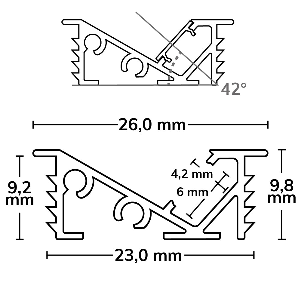 FURNIT6 D | Aluminium profiel | inbouw | zwart RAL9005 | 200cm