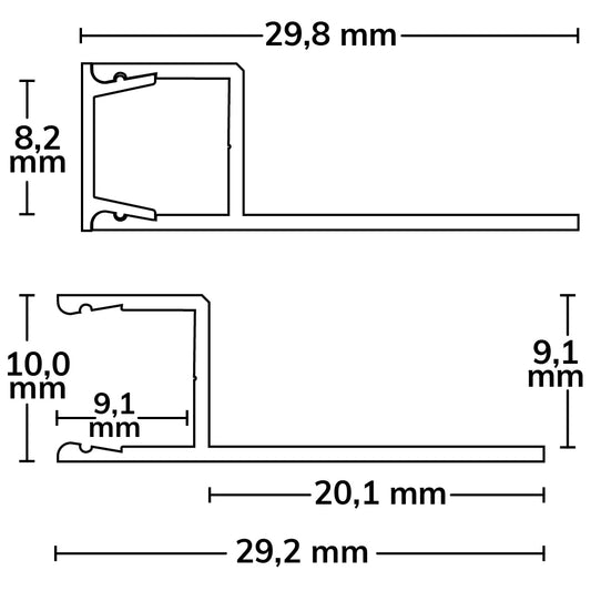 UP8 | Aluminium profiel | tegelprofiel | wit RAL9003 | 200cm