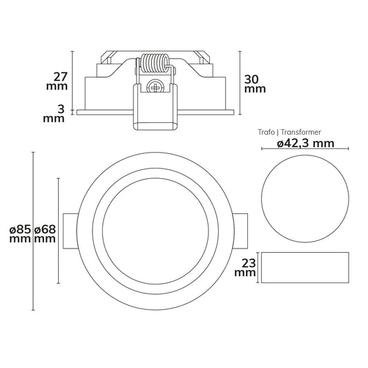 Slim68 | Inbouwspot | geborsteld aluminium | rond | dimbaar | 9W