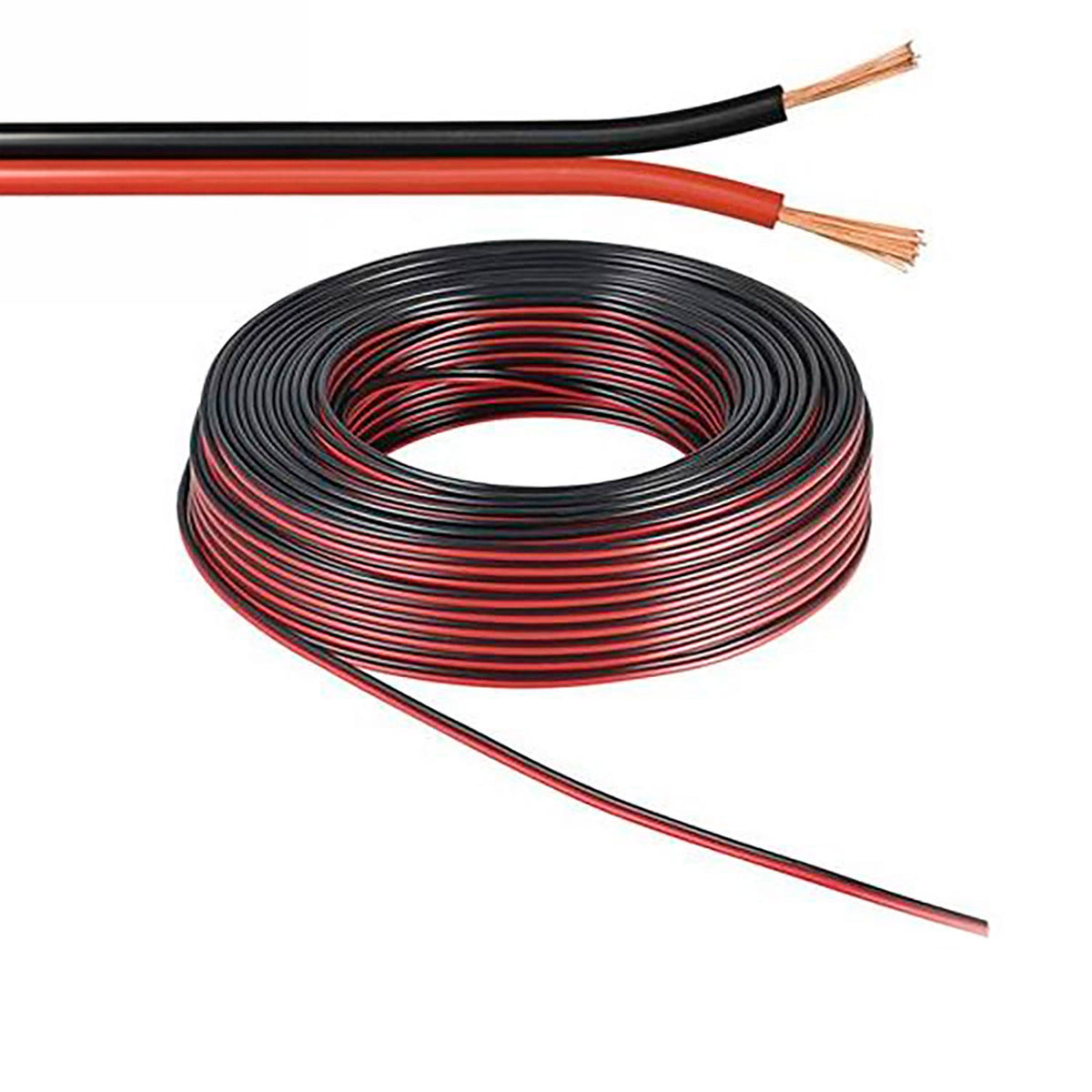 Kabel | H03VH-H 2x0,75mm² | zwart/rood | AWG18 | per meter