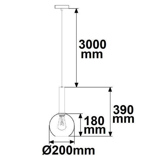 Hanglamp | zwart rond glas | E27 | 50-300cm | exclusief lichtbron
