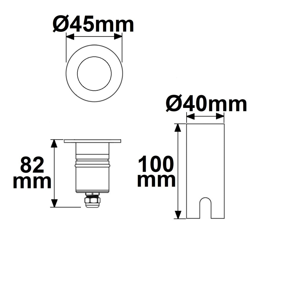 Grondspot | rond 45mm | 3000K | 3W | 30° | 12-24V | IP67 | RVS