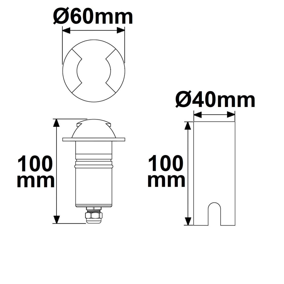 2SIDE | Grondspot | rond | Ø60mm | 12-24V | IP67 | 3W | warm wit
