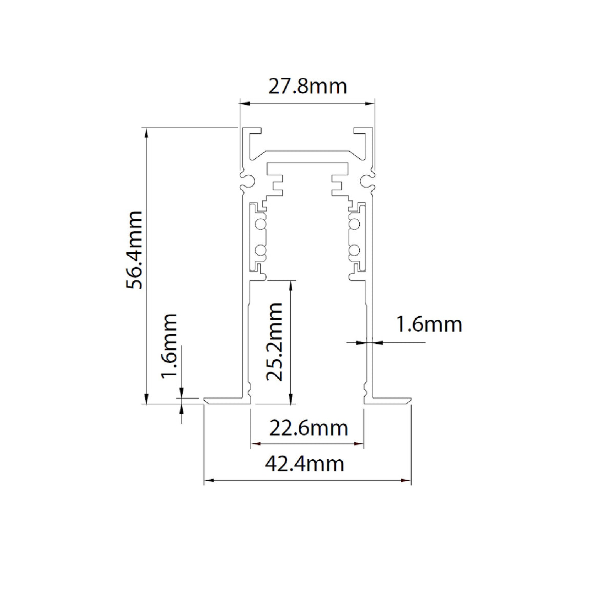 Track48 | Rail | inbouw | 4-polig | 48V | 200cm
