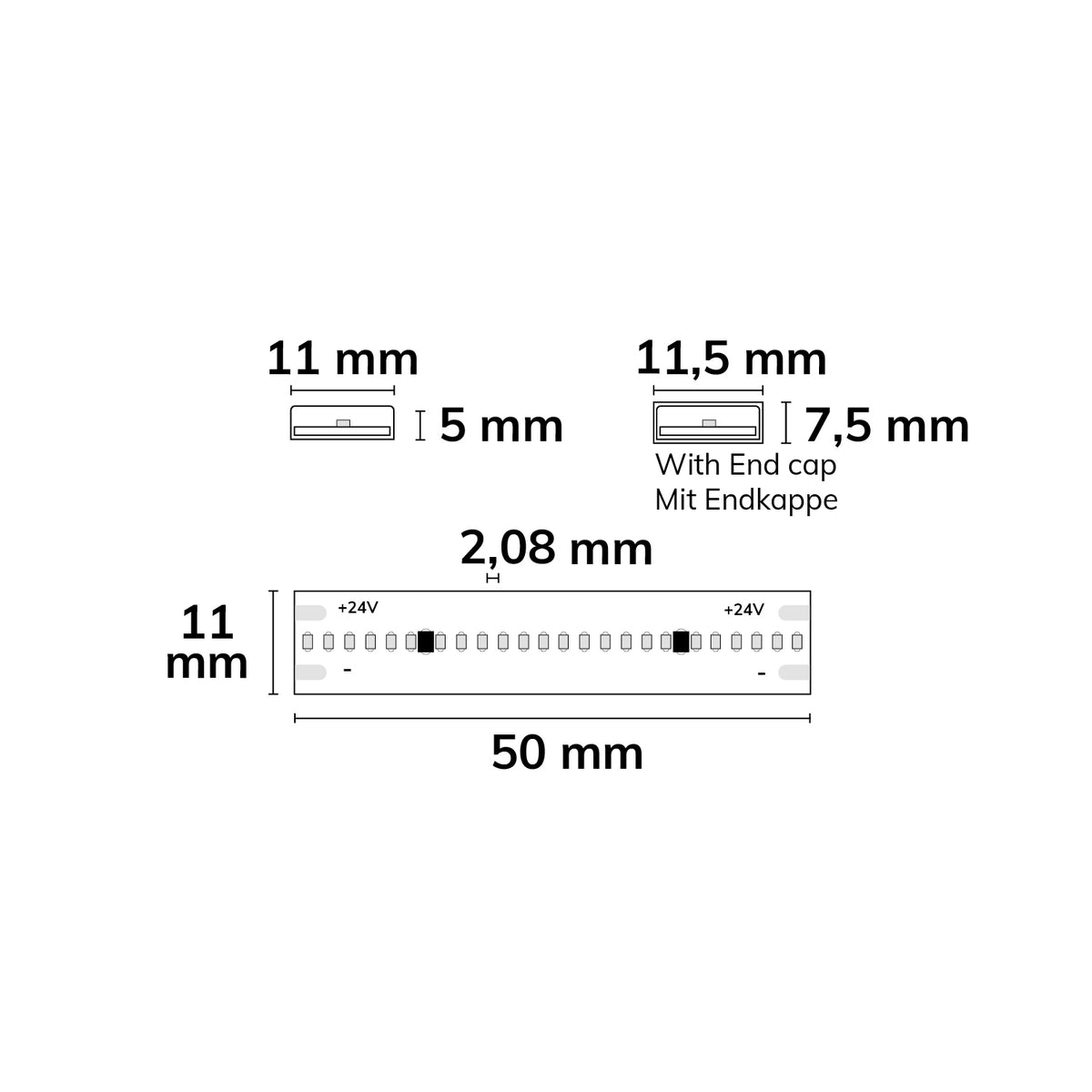 HT927 COB | LED-strip | 5m | 2700K | 14,4W/m | 24V | IP68 | tot 100°C