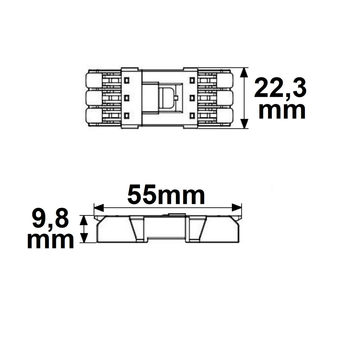 Connector | Doorvoerstekker 3-polig | 0,5-2,5mm² | 250V/10A