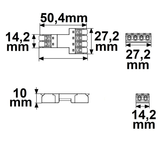 Connector | Doorvoerstekker 2-polig in, 2x2-polig uit | 0,5-2,5mm² | 250V/10A