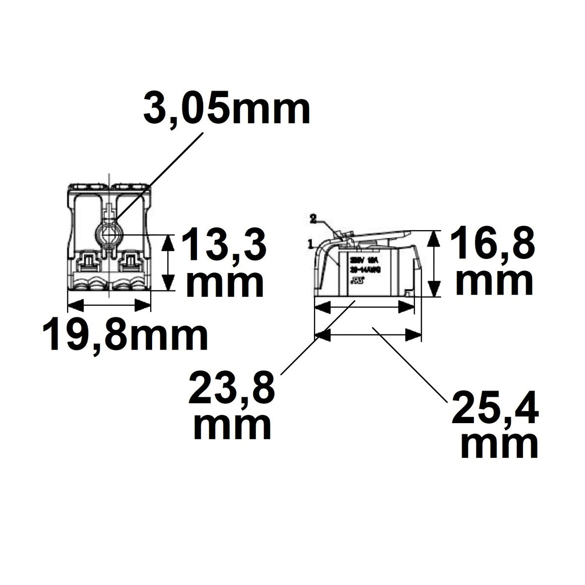Connector | verbindingsklem 2x2-polig | max. 450V/16A