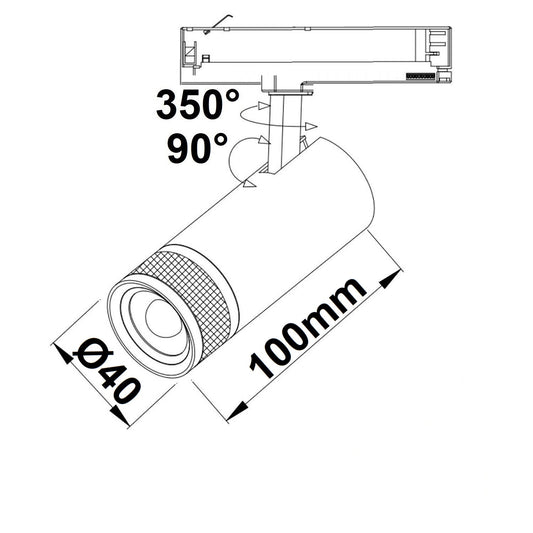 Track48 | Railspot | focusseerbaar 14°-40° | UGR<16 | 7W | 3000K | 48V | DALI | zwart