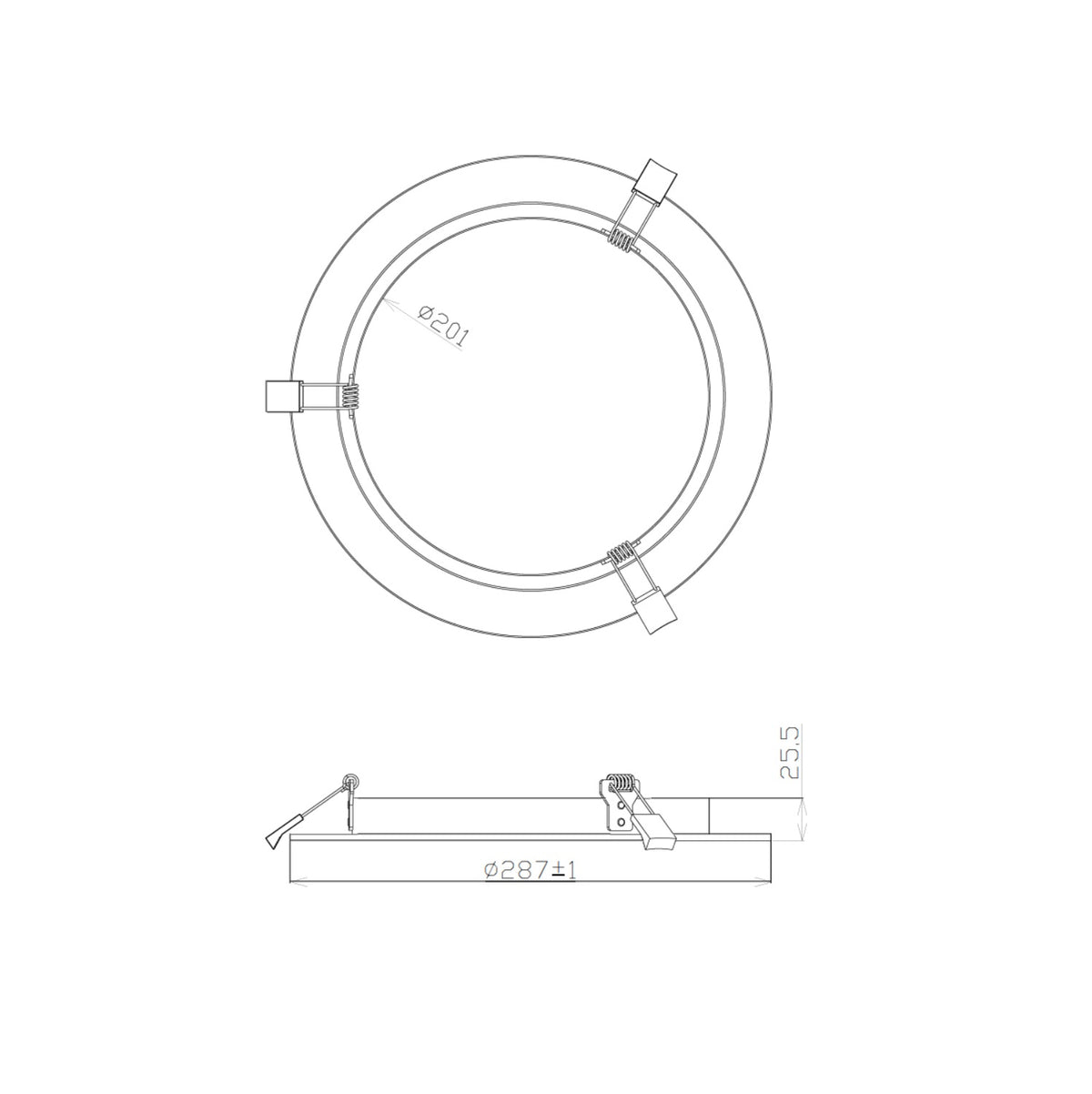 Inbouwframe | Adapterring met veren | 201mm naar 287mm | wit