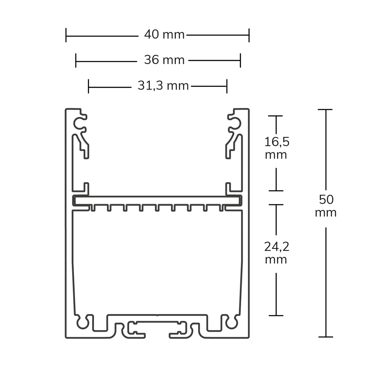 LAMP30 V1 | Aluminium profiel | opbouw | zilver gepoedercoat
