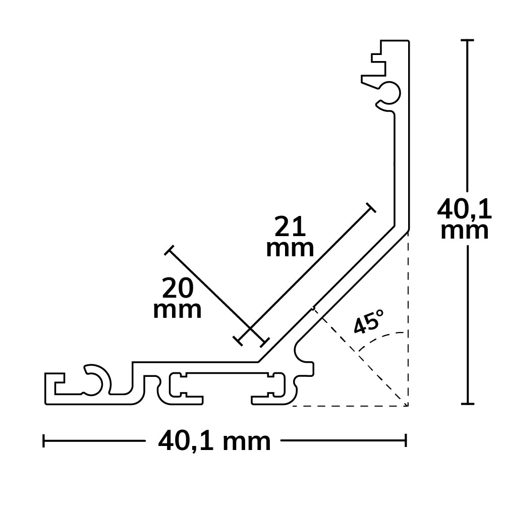 CORNER20 V3 | Aluminium profiel hoek | geanodiseerd | 200cm