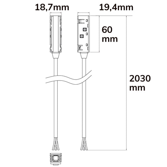 Track48 | Railaccessoire | voeding | kabel 200cm | max. 6A | 4-polig DALI