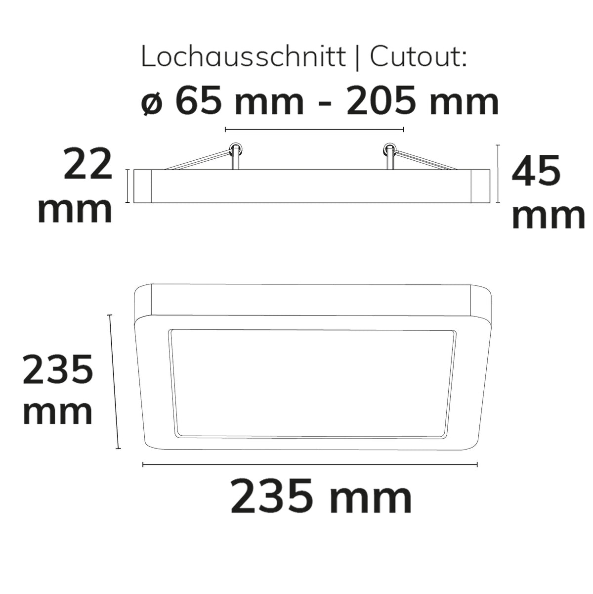Flex Pro | Downlight | opbouw/inbouw | 235x235mm | 16W | 3000/3500/4000K | dimbaar | wit
