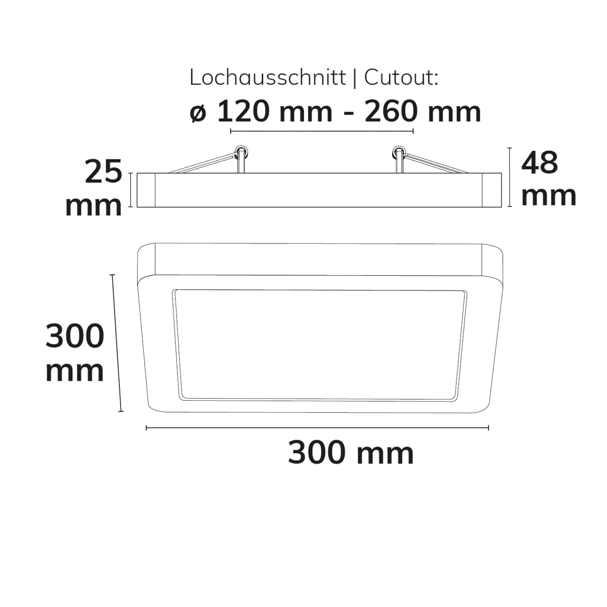 Flex Pro | Downlight | opbouw/inbouw | 300x300mm | 22W | 3000/3500/4000K | dimbaar | wit