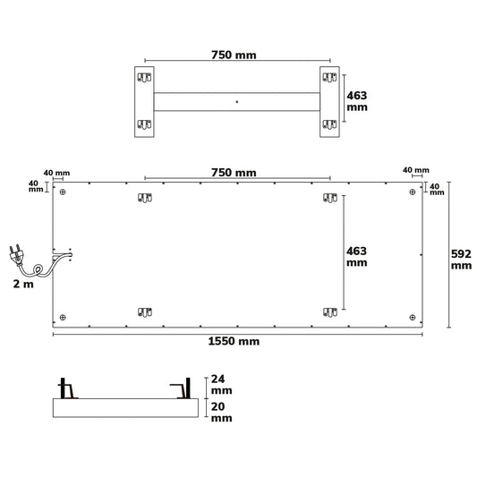 BEST STANDARD | Infraroodpaneel | 592x1500mm | 880W