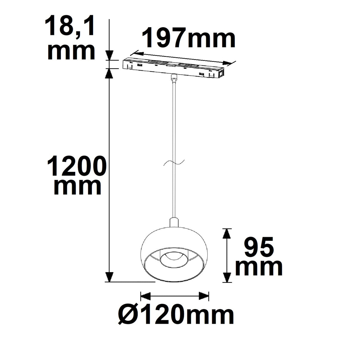 Track48 Circle | Hanglamp | DALI DT8 | 8W | 1800K-4000K | zwart | 45°