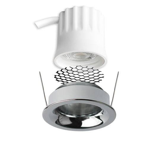 BACK32 | Inbouwspot | rond | aluminium gepolijst | CRI90 | verdiept | honingraat | 5W | dimbaar
