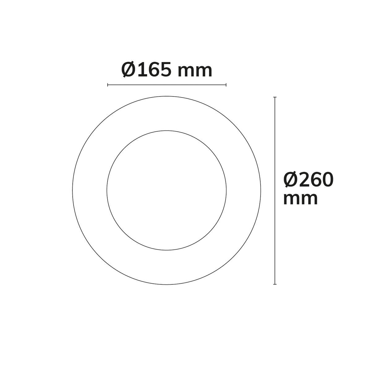 Inbouwframe | Adapterring | 165mm naar 260mm