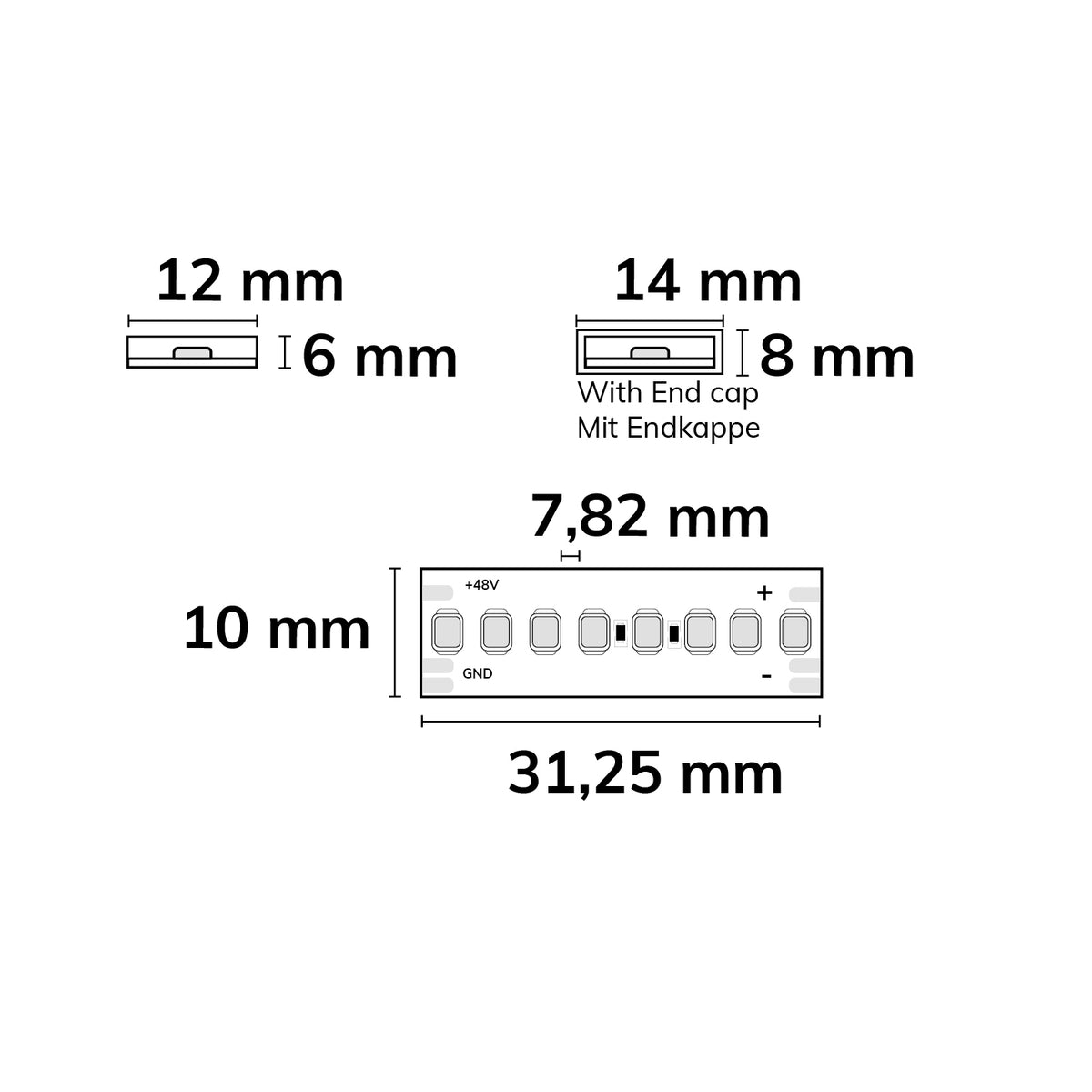 CRI918/940 CCT | LED-strip | 10m | 1800-4000K | 6W+6W | 48V | IP67