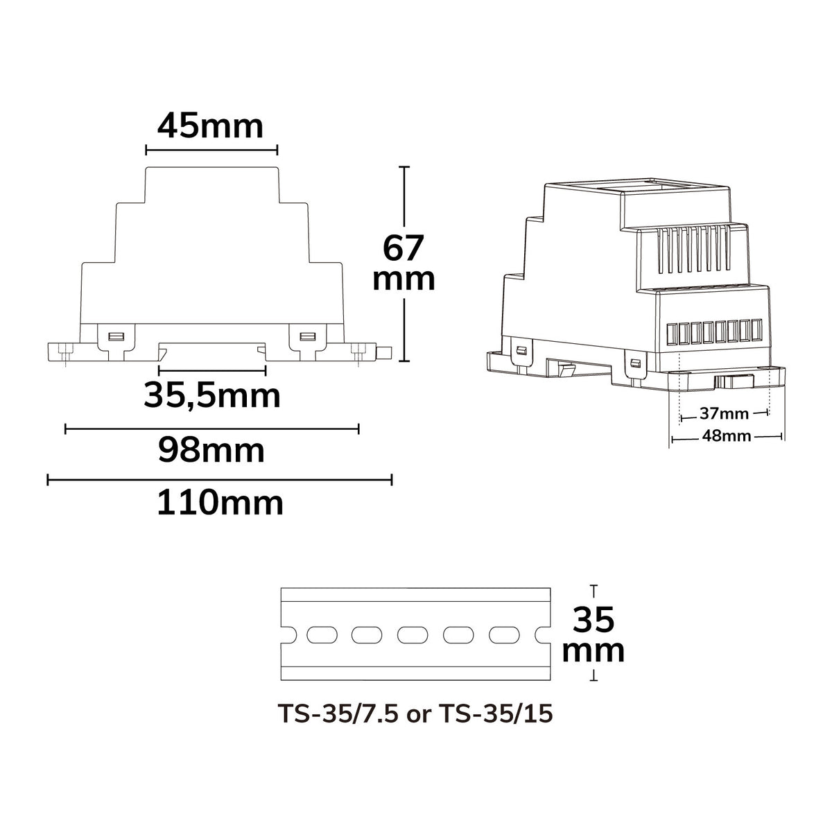 DALI-2 DT6/DT8 | Dimmer | DIN-rail | Multi-PWM | 4-kanaals | 12-48V