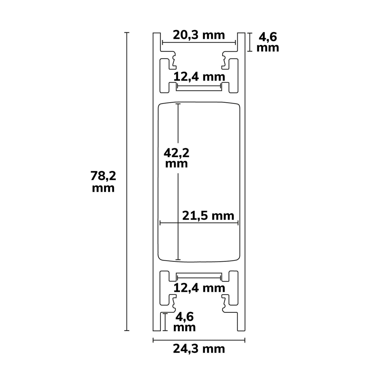 Versa12 | Aluminium profiel | wandprofiel Up&Down | 12mm strips | zwart | 200cm