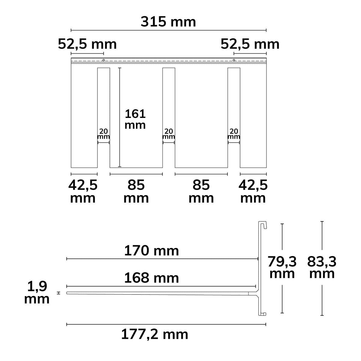 Versa | Profielaccessoire | Glazenhouder voor 3-6 wijnglazen | wit | 31,5cm