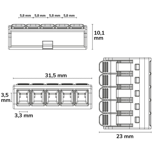 Connector | Hevelklem 5-polig | 0,2-4mm² | 450V/32A | 25 stuks