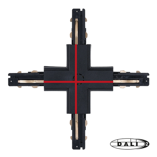 DALI 3-fase Rail | X-vorm Connector | Zwart
