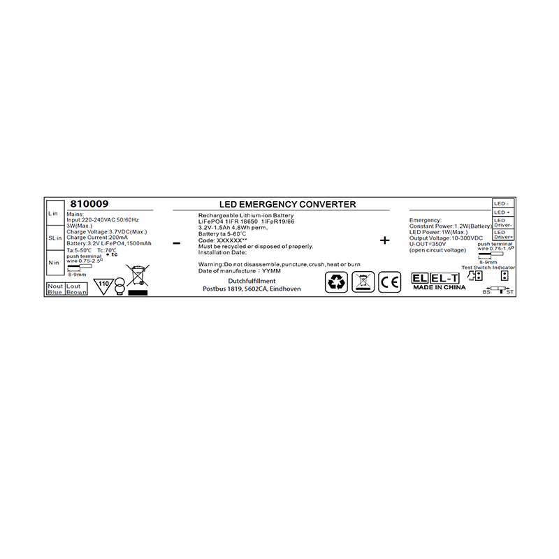 Noodunit | 1.2/2.5W | 10-300V DC | 3 uur