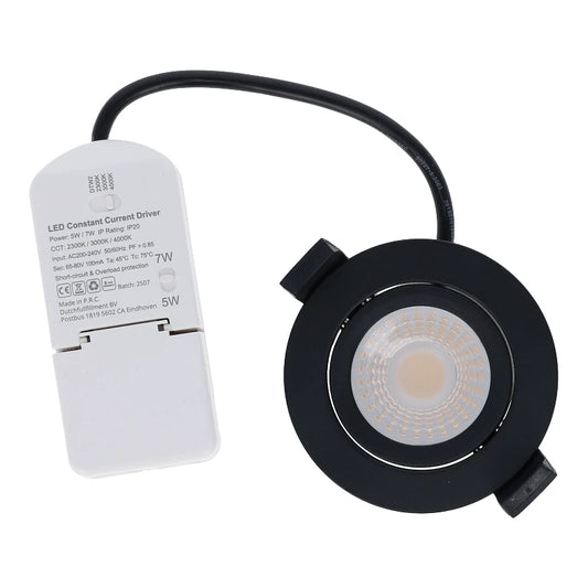 Mirano Compact | Inbouwspot | zaagmaat Ø68-75mm | CCT en Dim2Warm | 5/7W | Zwart | IP65