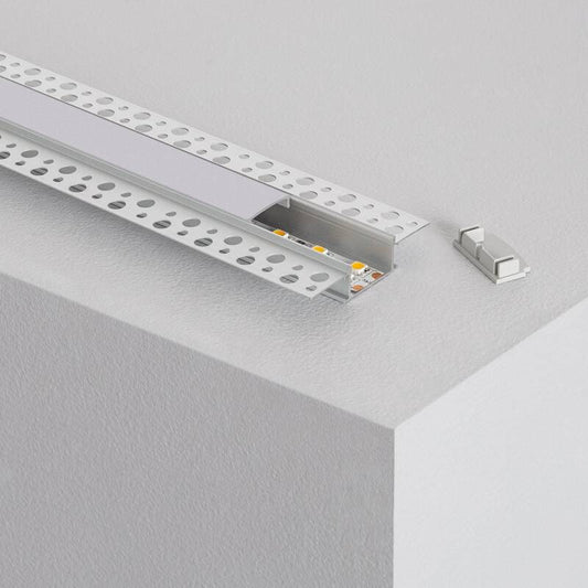 Aluminium profiel pleisterwerk inbouw doorlopende deksel | voor dubbele LED-strip tot 20mm