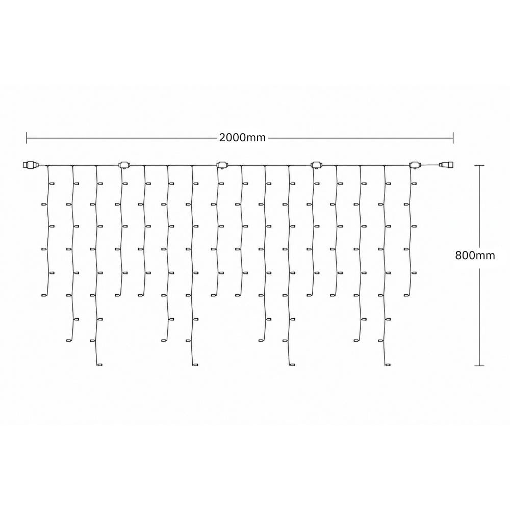 PS230 ijspegelverlichting | 2x0,8m | witte draad | 3000K WW & Fl WW
